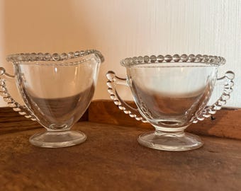 Vintage Imperial Candlewick Glass Sugar and Creamer Set
