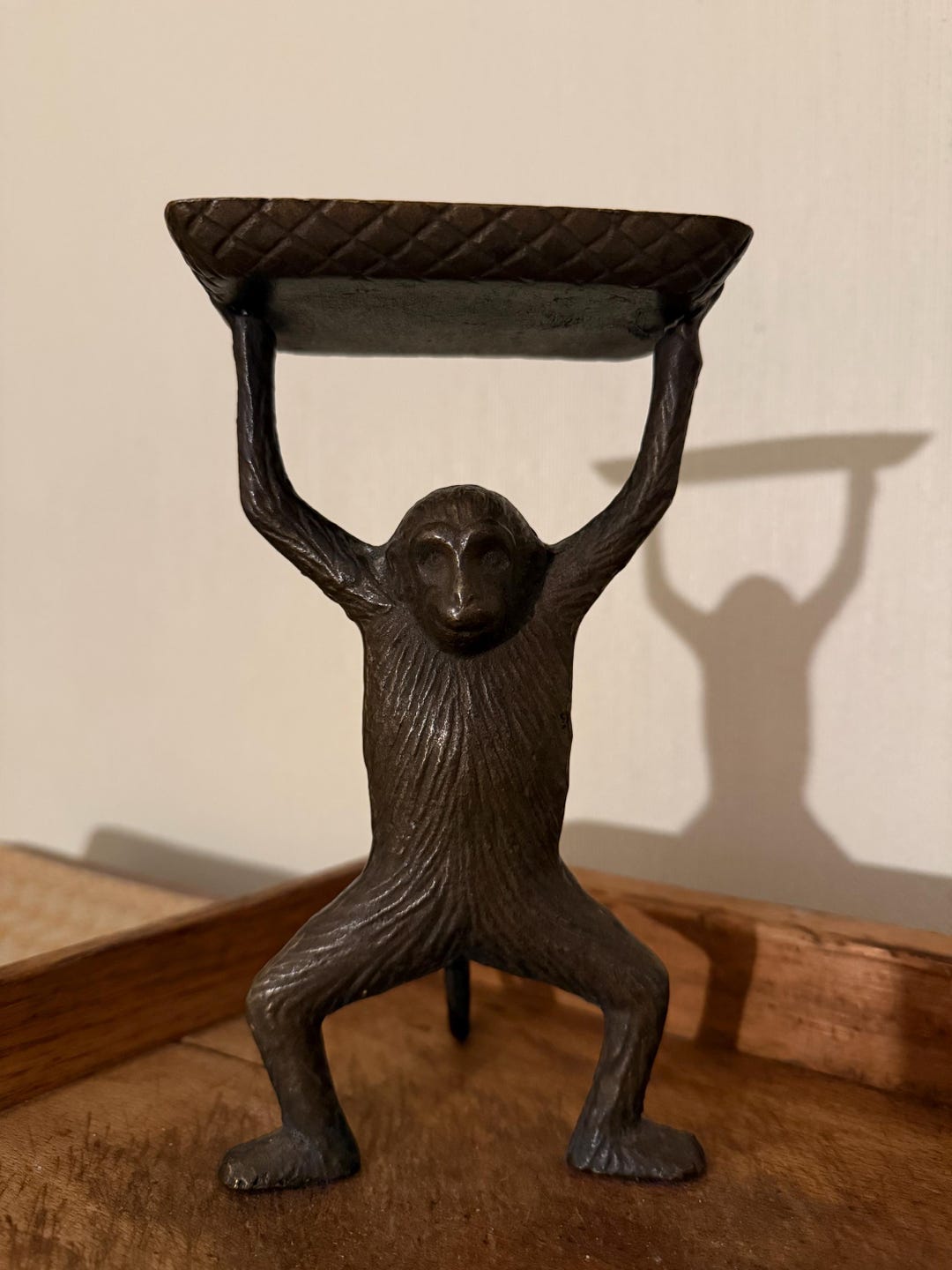 Vintage Brass/bronze Monkey Butler Figurine & Trinket Tray - Etsy