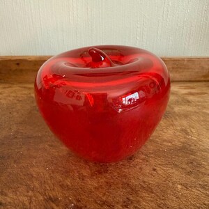 Vintage Blenko art glass ruby apple paperweight