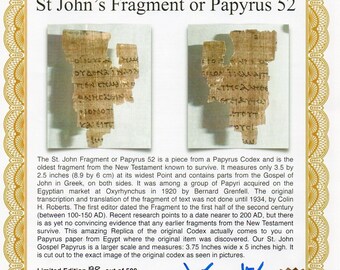 聖ヨハネ断片またはパピルス52 最古の新約聖書の断片パピルスの 聖ヨハネ断片またはパピルス52 最古の新約聖書の断片パピルスの
