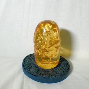 Indiana Jones, Sankara Stone Amber with Floating Gold Leaf, Signed, Numbered, Limited Edition Real Prop Replica and Circular Jungle Stand