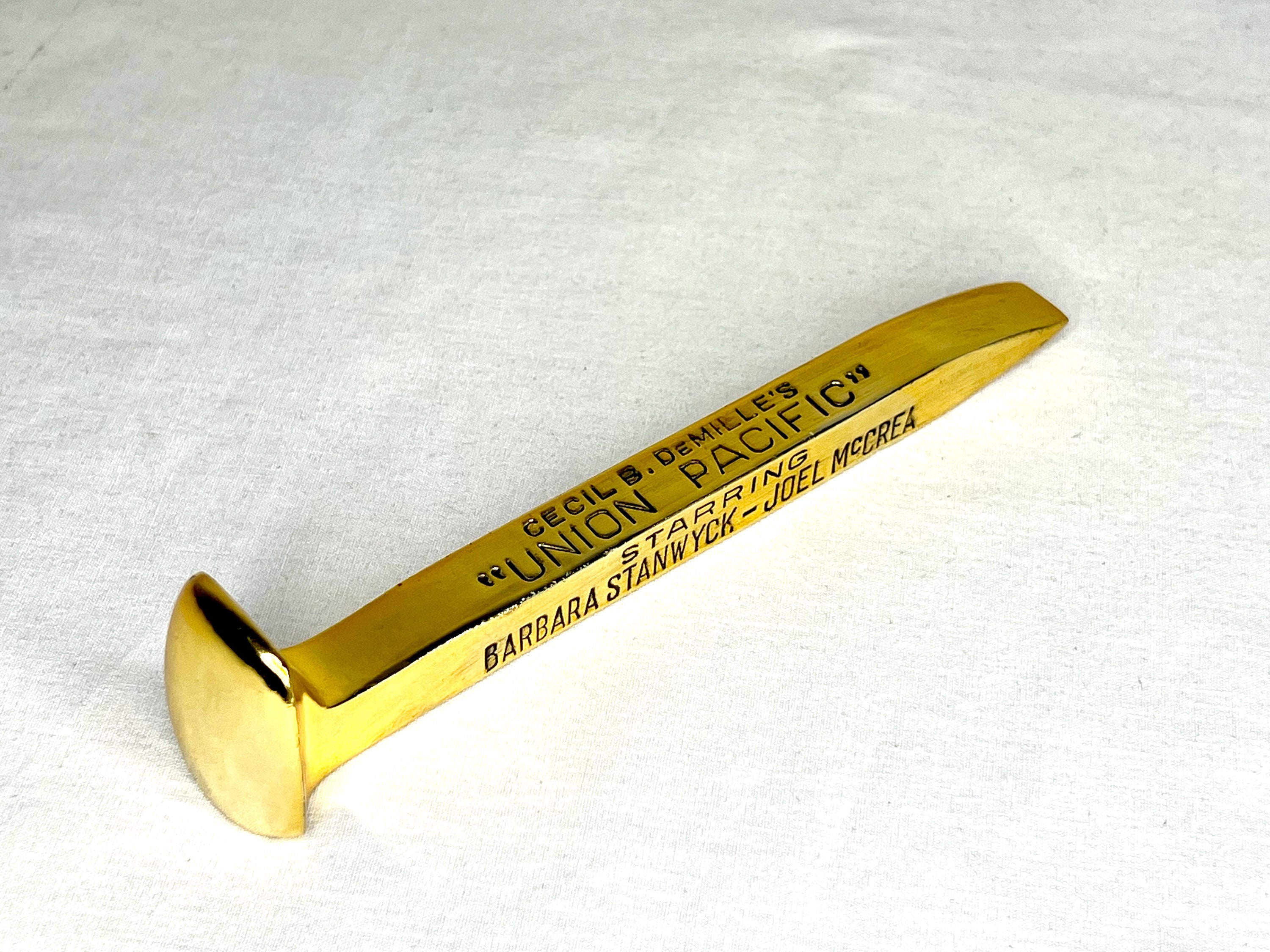 Union Pacific Transcontinental Railroad Gold Spike, Real Relic Replica, Gold  Plated, Solid Metal, Signed, Numbered, Limited Edition 