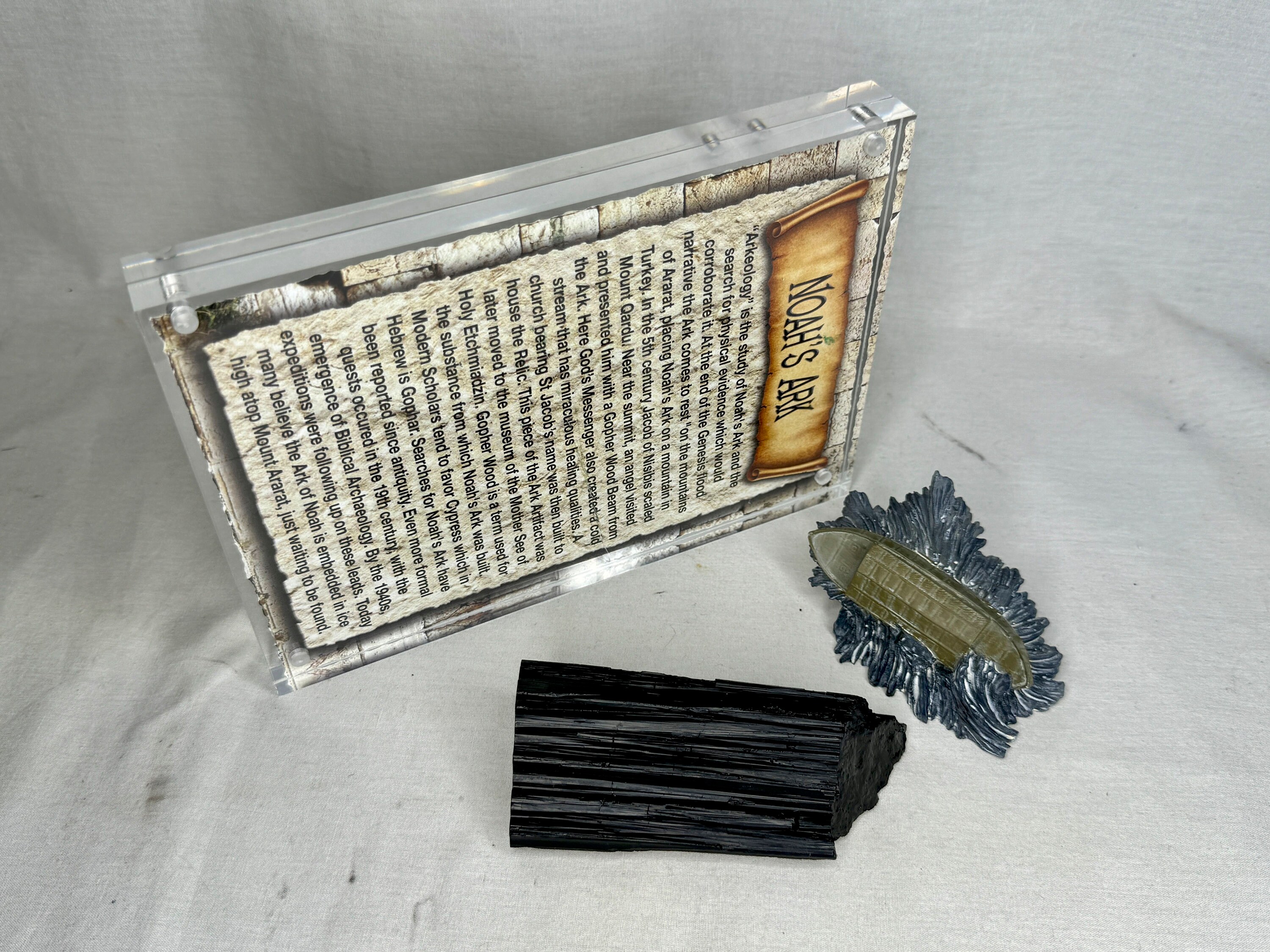Noah's Ark, Gopher Wood Piece, Solid Resin, Contains Real
