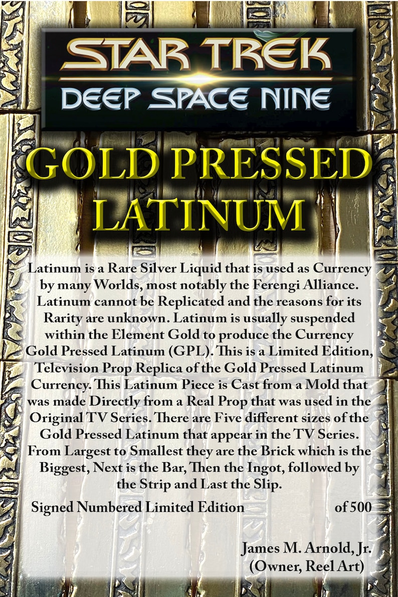 Star Trek Deep Space Nine Gold Pressed Metal Latinum Strip Etsy