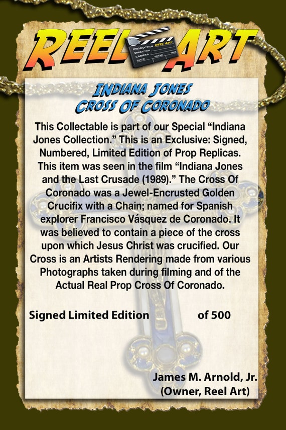 Indiana Jones, Cross of Coronado, Solid Metal, Gold, Real Prop