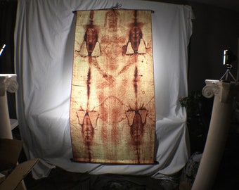 Shroud of Turin Full Size Body Sepia on Linen Cloth 6 x 3 feet with Free Book, Signed, Numbered Limited Edition