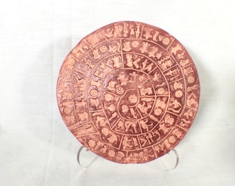 ミノア文明 円盤 レプリカ オブジェ ファイストス紋章 アンティーク風 古代ギリシャの黄金ブロンズ製ファイストス円盤、ミノア文明のクレタ島