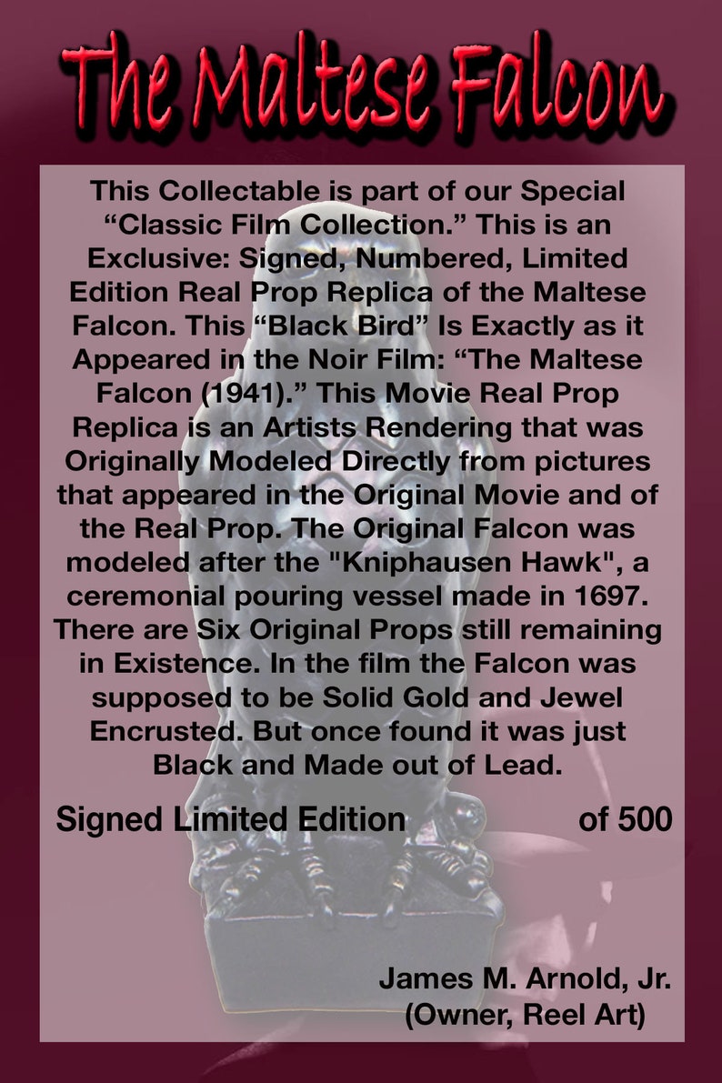 The Maltese Falcon Movie Prop Replica Solid Resin Free Etsy