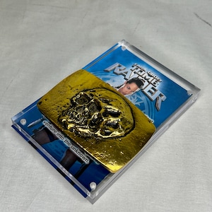 Tomb Raider, Skull Belt Buckle, Real Prop Replica, Metal, Gold, Acrylic Plaque, Signed, Numbered, Limited Edition