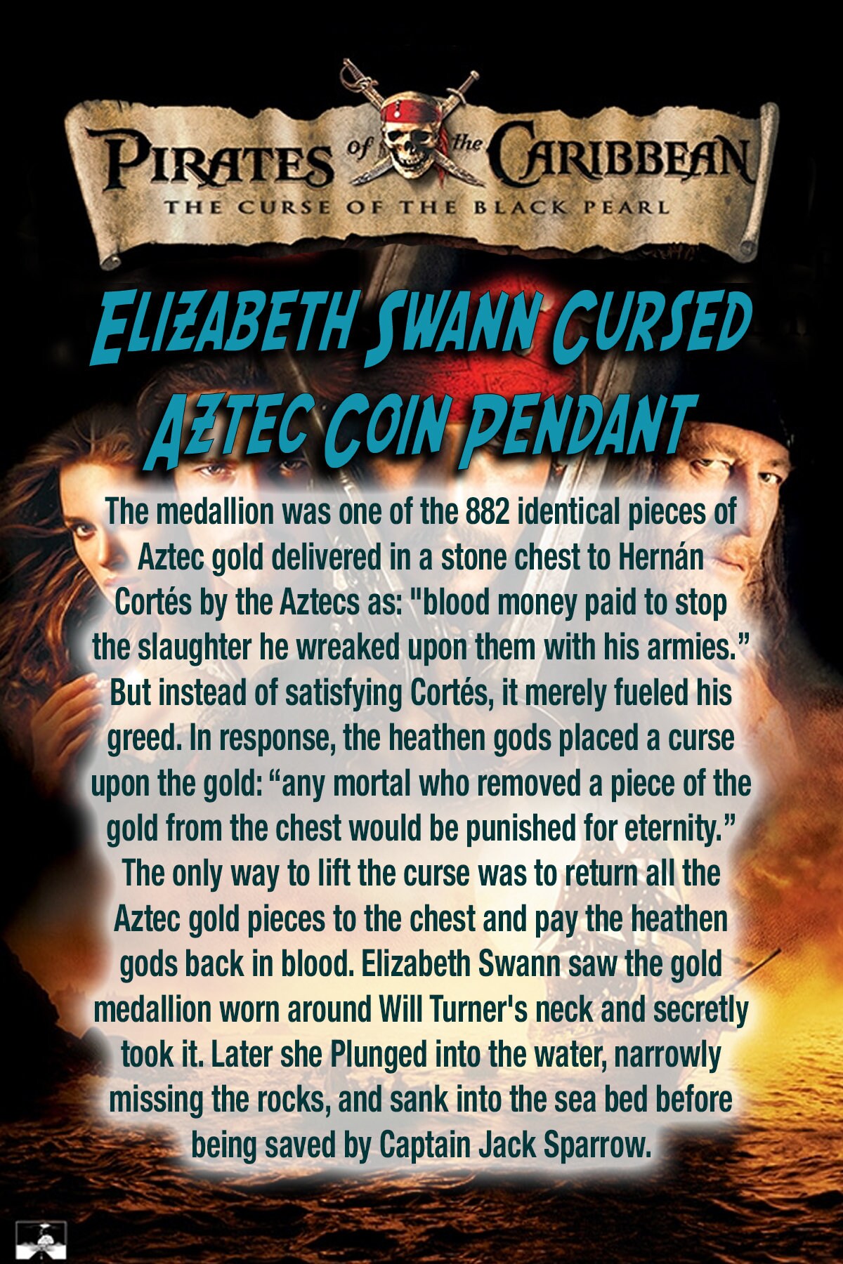 Pirates of the Caribbean Elizabeth Swann Cursed Aztec Coin | Etsy
