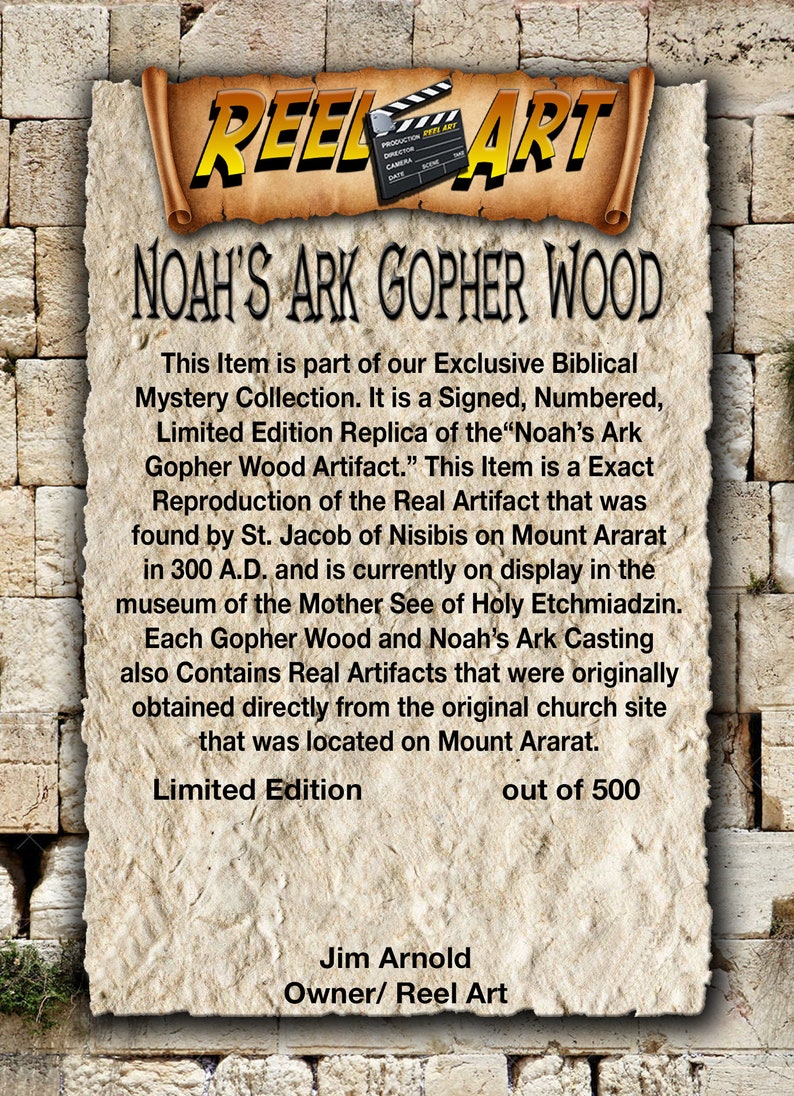 Noah's Ark, Gopher Wood Piece, Solid Resin, Contains Real Artifacts ...