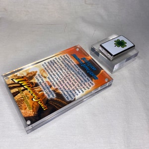 Indiana Jones, Elsa Lucky Shamrock Zippo Lighter, Acrylic Display Plaque and Item Stand, Limited Edition