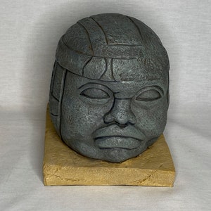 Ancient Olmec Head, Pre-Columbian, Meso American, Resin, Very Detailed, Signed, Numbered, Limited Edition