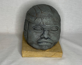 Ancient Olmec Head, Pre-Columbian, Meso American, Resin, Very Detailed, Signed, Numbered, Limited Edition