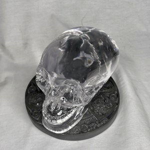 Mitchell Hedges Ancient Crystal Skull Replica, Solid Acrylic, Jungle Stand, Color Book, Signed, Numbered, Limited Edition