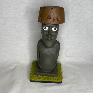 Easter Island Hat Statue, Rapa Nui, Kon Tiki, Free Book, Solid Resin, Signed, Numbered, Limited Edition