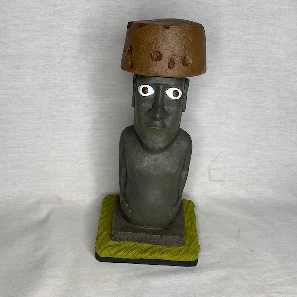 Osterinsel Hut Statue, Rapa Nui, Kon Tiki, Free Book, Festes Resin, signiert, nummeriert, Limitierte Auflage