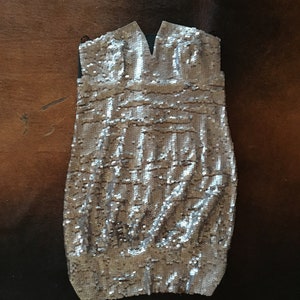 Shakuhachi Smokey Grey Sequined Tux Strapless Mini Dress - US 4, AUS 8