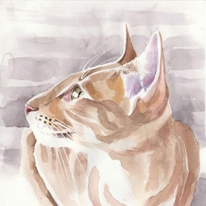 Original Watercolor Painting, 9.4 x 12.6 inch, Oriental Cat, Art, Drawing, Artwork, Cat Painting, Cat Portrait, Animal, Pet, Studio Milamas