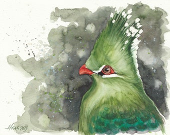 Original Watercolor Painting, Livingstoneturako, Turaco, Art, Birdpainting, Animals, Gift, Exotic Birds, handpainted, Studio Milamas