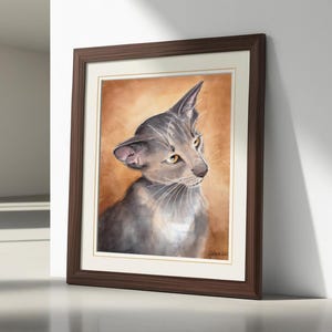 Oriental Cat, Watercolor Cat Art, Original Watercolor Painting, 9.4 x 12.6 inch , Art, Cat Portrait, Animal, Pet, handmade, Studio Milamas