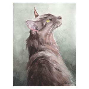 Javanese Katze Original handgemaltes Aquarell einer Langhaarkatze Tierportrait einzigartige Katzenliebhaber Geschenkidee, Studio Milamas