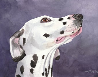 Dalmatian Dog Portrait, Art, Original Watercolor Painting 9.4 x 12.6 inch, Dogs, Dog Painting, Drawing, Gift, handpainted, Studio Milamas