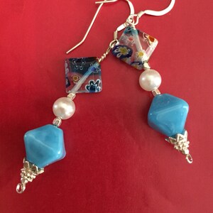 Sterling Silver, Millefiori Dangle Earrings