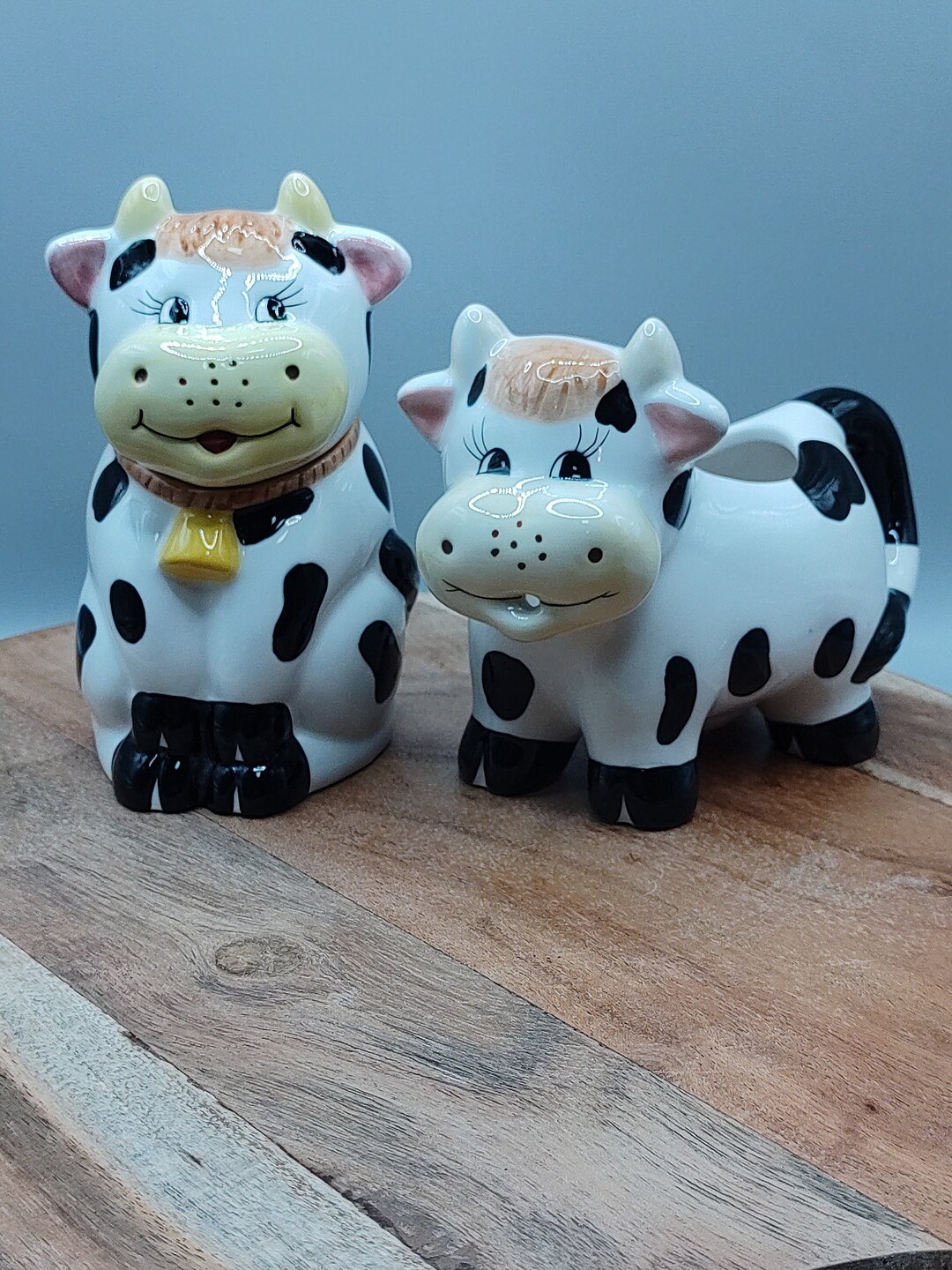 Vintage Cow Creamer and Sugar Happy Harvest Brand, No Chips or Cracks