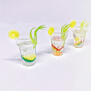 Miniature lemon fruit drink 4pcs/set Miniatures Miniature food Dollhouse miniatures Gift for her Wall decor Personalized gifts
