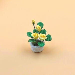 Miniature rose flower potted plant Miniatures house plant Dollhouse miniature home decoration Gift for her Wall decor