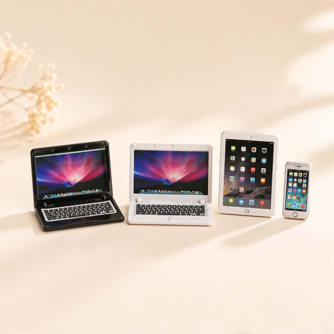 Miniature Laptop Set, Mini Computer Tablet Phone Set, Miniature ...