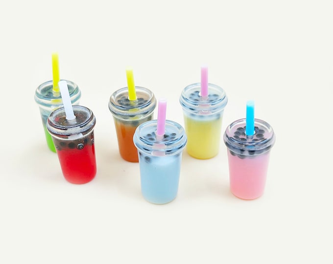 Miniature boba tea 10pcs/set Mini drinks bubble tea Dollhouse miniature home decoration Gift for her Wall decor Idea gifts for her