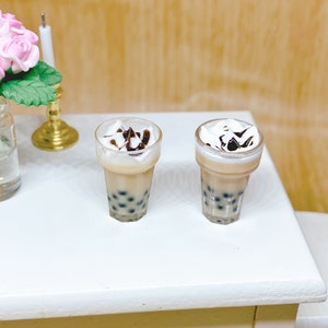 Miniature boba bubble tea 2pcs/set Miniatures Miniature food Dollhouse miniatures Gift for her Wall decor Personalized gifts