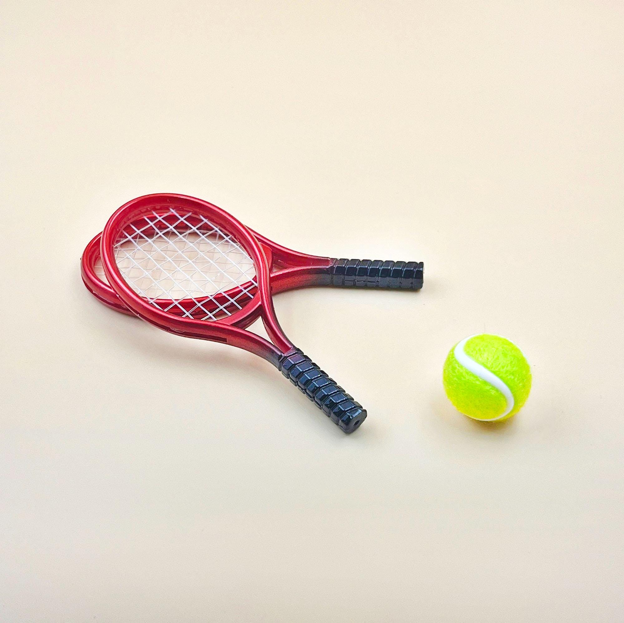 Paper Make Mini Racket Miniature Tennis Racket Set Sport Miniatures Dollhouse Miniatures Home ...