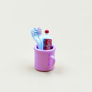 Cepillo de dientes en miniatura Mini pasta de dientes Casa de muñecas decoración del hogar en miniatura Regalos para ella él Decoración de la pared