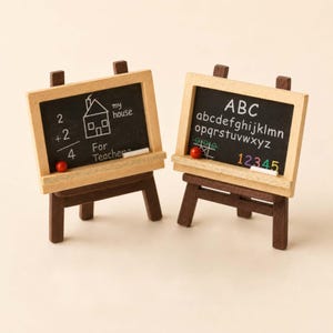 Mini Chalkboard Easel, Dollhouse Blackboard, Miniature Classroom Decor, Tiny Easel Teacher Gift, Dollhouse Accessory