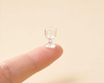 Miniature glass goblets set 10pcs/set, Dollhouse wine glasses 1:12 scale, Tiny clear cups, Mini drinkware for dollhouse kitchen decor