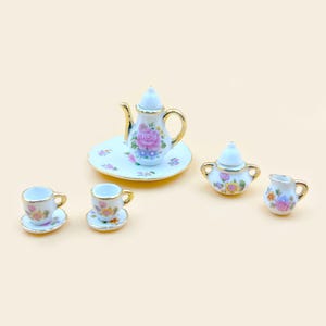 Miniatur Keramik Blumentopf Tasse Teller Teetassen Set Mini Teeset Puppenhaus Miniaturen Wohndekoration Geschenk für sie Wanddekor Idee Geschenke