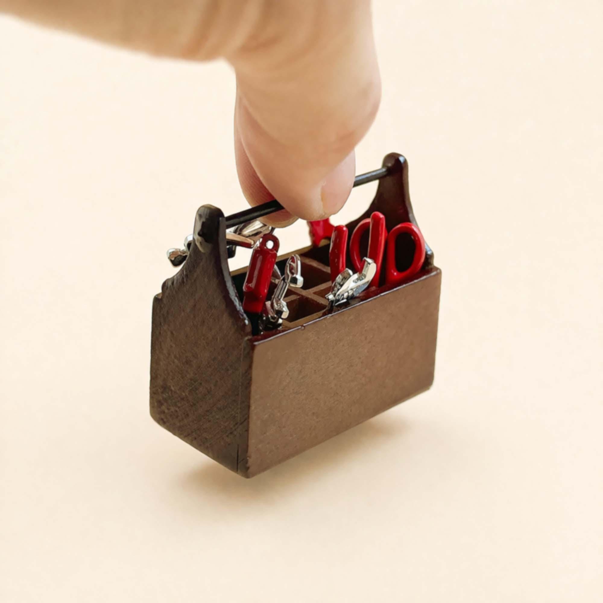 Mini Tools Merch Miniature Tool Set With Toolbox, Dollhouse Workshop Tools, Tiny Hammer ...