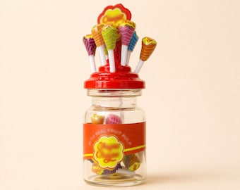 Miniature lollipop jar, Dollhouse candy jar, Tiny candy display, Mini sweet shop decor, Cute mini food, Dollhouse kitchen accessory