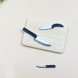 Miniaturmesser mit Schneidebrett Minimesser PuppenhausMiniaturen Wohndekoration Geschenk für Sie