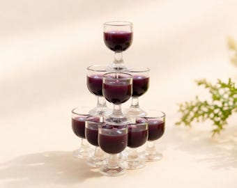 Miniature wine glass (set of 10), Dollhouse wine glasses set, Tiny champagne pyramid, Mini party decor, Dollhouse bar accessory