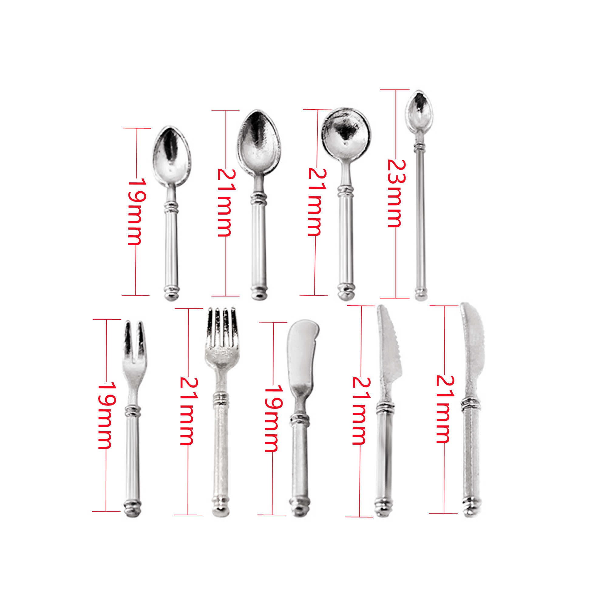 Miniature Cutlery Mini Fork Spoon Knife Miniature Kitchenware Dollhouse ...