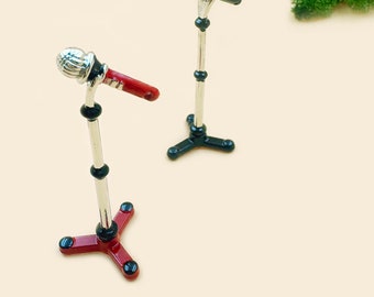 Miniature microphone 2pcs/set Mini microphone Dollhouse miniatures home decoration Gift for her Wall decor Idea gifts