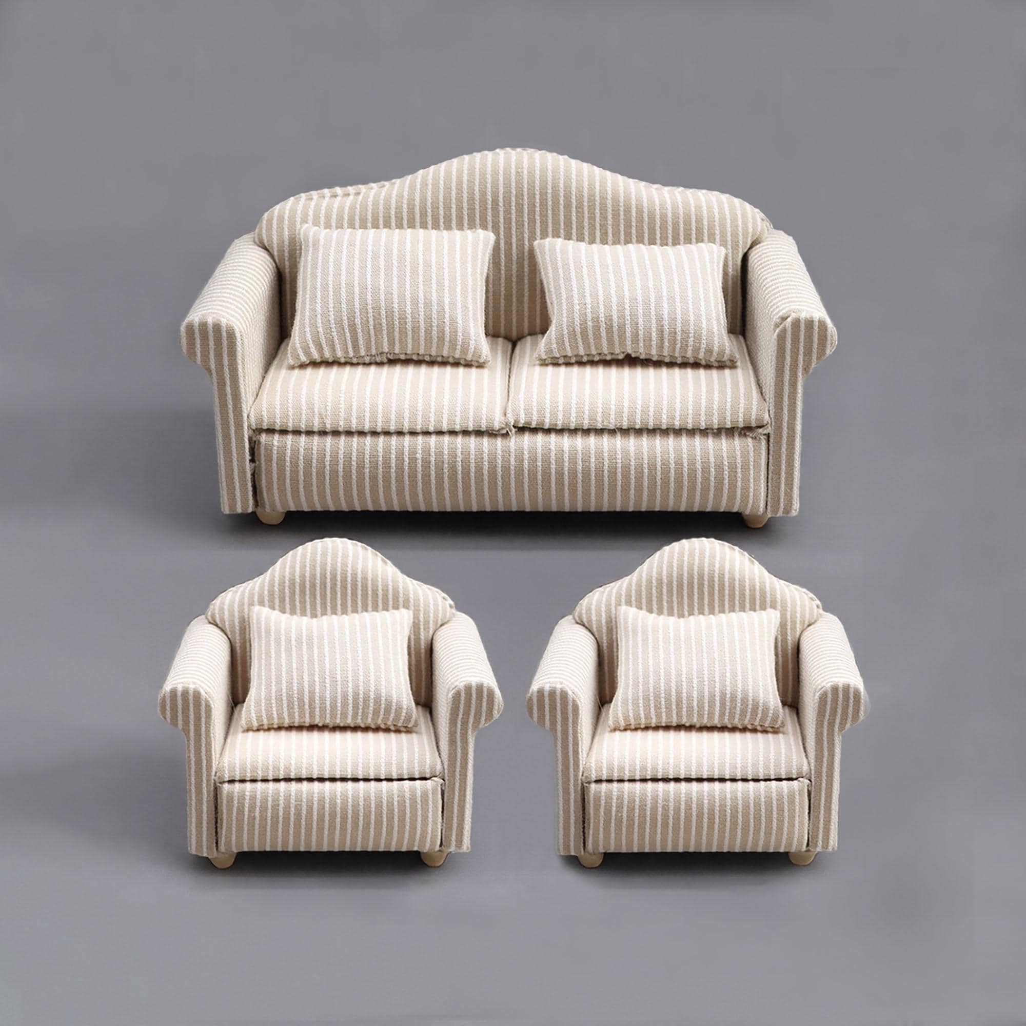 2 Petits Fauteuils Canapés Miniatures En Bois - Pour Scènes, Décors, Maisons De Poupées
