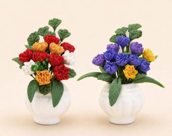 Miniature Flower Vase, Mini Flowers, Dollhouse Decor, Fairy Garden Plants, Tiny Home Decor, Cute Desk Accessories, Gift Idea