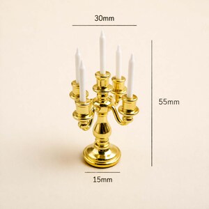 Miniature candelabra, Dollhouse candle holder, Mini vintage decor, Tiny home accessories image 5