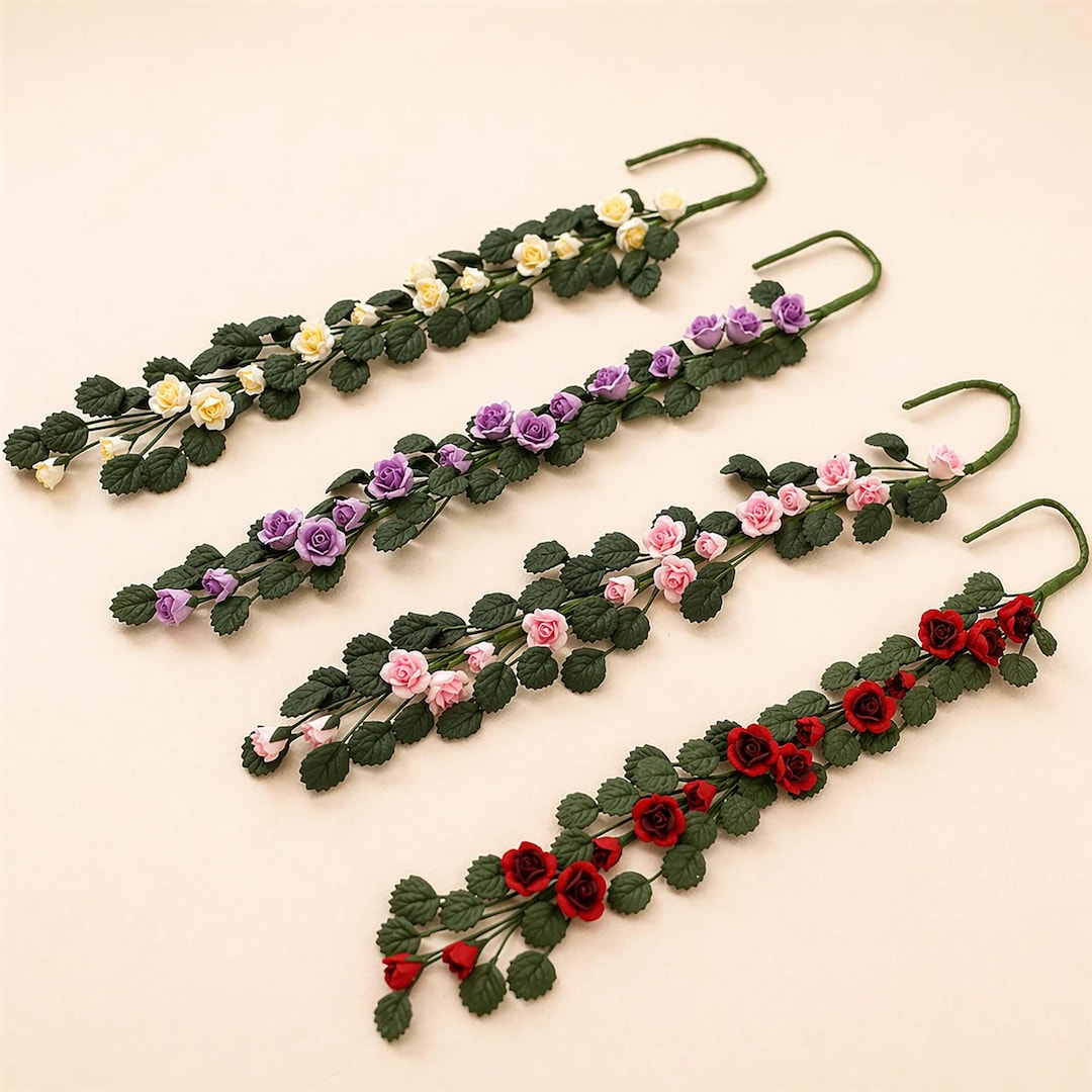 Mini Hanging Roses Miniature Rose Vine, Mini Polymer Clay Roses, Dollhouse Hanging Flowers ...