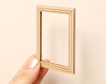 Miniature Photo Frame set of 3, Wooden Miniature Frame for Dollhouse, DIY Miniature Wall Decor, 1:12 Scale Tiny Frame Prop